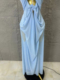 Sexy Halter Neck Maxi Dress Crystal Chain Cutout Ruched Women Sheer Mesh Form Outfit Glamorous Evening Gala Party Costume