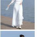 Vietnam Traditional Dress Aodai Chinese Improved Qipao Chiffon Fairy Women Elegant Oriental Improved Qipao Tea Art Hanfu Set