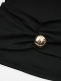 Sexy Off Shoulder Hollow Out Slim T Shirt for Women Halter Long Sleeve Spliced Metal Buckle Temperament Tees Female Fashion
