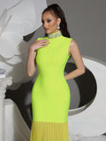 2026 New Diamond Turtleneck Bodycon Long Dress Women Sleeveless Patchwork Elegant Evening Birthday Party Dinner Wedding Gowns