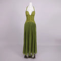 Elegant Women's Halter Long Dress Corset Maxi Pleated Dresses Summer Evening Party Bridesmaid Wedding Guest Gown