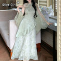 Olive Girl Flowing Sleeve Qipao for Garden Wedding 2026 Fairycore Photoshoot Everyday Wear S-XXL XS-3XL Plus Size Flowing Sleeve Romantic Garden Party Editorial Not Costume Qipao Cheongsam Chinese Dress Chinese Heritage Fashion Women