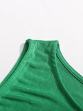 Solid Spliced Tassel Dresses Suit for Women O Neck Sleeveless High Waist Long Dress with Sling Two Piece Set Female