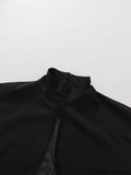 Black Loose Spliced Mesh Jumpsuits for Women Stand Collar Sleeveless Sexy Temperament Jumpsuit Female Fashion New