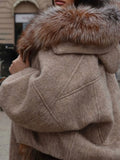 Vintage Pocket Women Jackets Hooded Long Sleeve Chic Loose Jacket for Casual Streetwear Occasion Winter Fashion New
