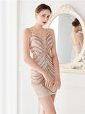 Elegant Women Short Evening Dress Sexy Straps Sequin Slim Bodycon Party Dresses Black Gold Female Vestidos De Soiree