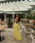 Fashion Backless Ruched Long Dress For Women Halter Lace Up Sexy Ruffle Dress Loose Female 2025 Summer New Vacation Dress