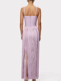 Fashion Sweetheart Spaghetti Strap Maxi Dress for Women Solid Fringe Floor Length Bodycon Back Zipper for Evening Party Club