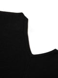 Asymmetrical Solid Knitting Sweater For Women Irregular Collar Long Sleeve Hollow Out Pullovers Female Fashion 2023