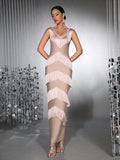 2026 Sexy Women's Heavy Industry Tassel Biamond Bandage Dress Sleeveless Slim Long Dress Cocktail Evening Party Vestidos
