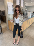 Zebra Print Cropped Shirt Jacket Women Long Sleeve Button Down Casual Loose Outerwear Autumn Female Casual Streetwear Outfit