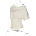 Women Summer Top Fashion Button-Front Patchwork V-Neck Pleated Fitted Top New Casual High-Street Party Female T-Shirts
