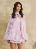 Women's Spring Summer Stand Collar Capelet Fitted Mini Dress Elegant Formal Party Wear 2026 Trendy Feminine Fashion Dress