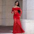 Lace Off-Shoulder Mermaid Maxi Dresses Luxury Woman Wedding Evening Dress Celebrities Outfits Night Clubwear New Year Robes