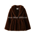 Trendy 2026 Winter Women Brand Faux Mink Fur Peplum Jacket Chic Street Fashion Girls Warm Drawstring Waist Eco Fur Coat
