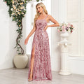 High Quality Sexy Pink Flower Embroidery Maxi Dress Straps Split Sleeveless A Line Floor Length Party Evening Gown 2025