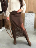 Vintage Lace Skirts Fashion Lace Patchwork Sexy See Through Skirts High Street Elegant Party Streetwear Women's Skirts