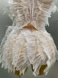 Sexy Shining Gold Crystal Transparent Wings Mini Dress 2025 Women Birthday Party Bar Nightclub Singer Stage Performance Costume