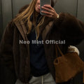 Hot Street Fashion Girls Luxury Fuzzy Mink Fur Bomber Jacket Women Winter Oversized Chunky Faux Fur Coat Warm Outerwear