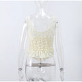 Sexy Lace Up Ruffles Vest Women See Through Hollow Out Slash Neck Solid Tops 2026 Spring Summer Chic Streetwear Clothes Lady