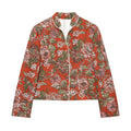 Women Floral Jacquard Contrasting Trim Blazer Lapel Collar Waist-cinching Single-breasted Jacket Autumn Lady Chic Coats 2026 New