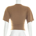 Sexy Deep V-Neck High-Waisted Spliced T-Shirt Women Fashion Solid Waist Shaping Short Sleeves Top Summer Street T-Shirt