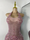 Wome Sexy Sparkly Diamond Halter Backless Bodycon See Through Outfit Birthday Dress Dancer Nightclub Performance Stage Costume