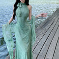 Olive Girl Purple Dramatic Qipao for Garden Wedding 2026 Fairycore Photoshoot S-L XS-3XL Plus Size Dramatic Silhouette Romantic Garden Party Editorial Not Costume Qipao Cheongsam Chinese Dress Chinese Heritage Fashion Women