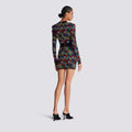 Women's Colorful Printed Jacquard Glam Deep V Mini Dress Fashion Hot Socialite Party Evening Performance Gown Robes Bal De Promo