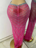 Sparkly Rhinestones Women Sexy Hollow Out High Split Elegant Bodycon Long Outfit Birthday Dress Stage Wear Performance Costume