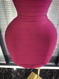 Pink Color Women Sexy Strap Bodycon Mini Bandage Dress Nightclub Party Celebrate Birthday Fashion Cocktail Outfit Clothing