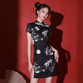 Elegant Female Qipao Dress Retro Mandarin Collar Cheongsam Sexy Mermaid Evening Party Dress Applique Vestidos De Festa