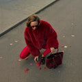 Women Fur Coat Women 2025 Plush Red Bomber Jacket Solid Crop Long Sleeve Jacket Warm Winter Coats Female Casual Coats