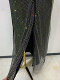 High Quality Black Design Sleeveless Rhinestone Top Hot Diamond Skirt Suit Evening Party Dress Nightclub Luxury Birthday Gown