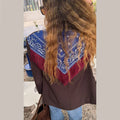 Women Bandana Print Blazer Jacket Triangle Scarf Tassel Fringe Back Loose Suit Coat 2026 Fashion Casual Office Lady Chic Jacket