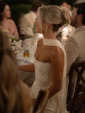 Strapless Lace White Wedding Dress Sleeveless Fitted Mermaid Wedding Gown Elegant Formal Bridal Evening Party Dress