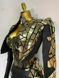 Women Long Sleeve Sequin Mini Bodycon Three Piece Set Birthday Evening Party Costume Bar Nightclub Performance Stage Outfit