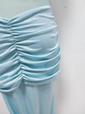 Sexy Sheer Mesh Fishtail Dress for Women Halter Sleeveless High Waist Patchwork Bandage Temperament Dresses Female