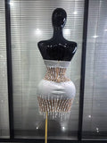 Shining Diamond Chain Women Sexy Strapless Bodycon Midi Dress Velvet Elegant Evening Party Cocktail Fashion Homecoming Outfit