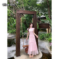 Olive Girl Pink Romantic Qipao for Garden Wedding 2026 Fairycore Photoshoot S-XXL XS-3XL Plus Size Romantic Garden Party Editorial Not Costume Qipao Cheongsam Chinese Dress Chinese Heritage Fashion Women