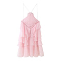 Women Sleeveless Cascading Ruffles Smock Big Swing Dress  Birthday Vacation Street Summer Party Dresses Vestidos