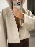 Casual Solid Pu Crocodile Grain Jacket Women Fashion Full Sleeve Stand Collar Loose Female Outwear 2026 Autumn Lady Coats Chic