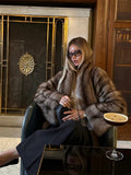 Women Brown Faux Fur Long Sleeve Jacket High Stand Collar Batwing Sleeve Warm Outfit Winter Lady New Highstreet Outerwear 2026
