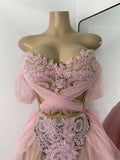 Sexy Top Skirt Mesh Designer Women's Outfit Two Pieces Backless Evening Party Birthday Dress Nightclub Stage Performance Costume