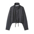 Fashion Polka Dot Print Jacket Coat Women's Stand Collar Long Sleeved Workwear Coat Ins Hot Short Casual Female Jackets