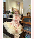Olivegirl 2026 Kawaii Lolita Dress Women Fashion Design Slim Sling Bow Lovely Princess Dresses Sweet Lace Patchwork Pink Girl