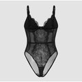 Sexy Lace Patchwork Bodysuit Women Solid V-neck Sleeveless High Waist Slim Perspective Sling Top Lady New Chic Corset Bodysuits
