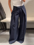Basics Striped Design Wide Leg Pant for Women High Waist Office Temperament Trousers Female Autumn Fashion Clothes