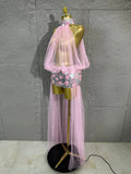 Women Sheer Mesh Rhinestone Skirt Long Tulle TrainSexy Costume For Club Party Stage ShowEvening Performance Events