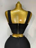 Women Sexy Top Short Skirt Bodycon Bandage Two Pieces Sets White Black 2025 Evening Party Luxury Birthday Outfit Nightclub Suits